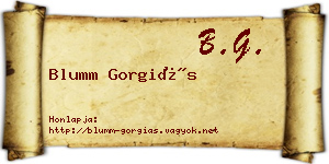 Blumm Gorgiás névjegykártya